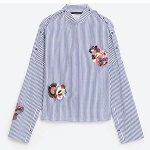Zara floral embroidered blouse